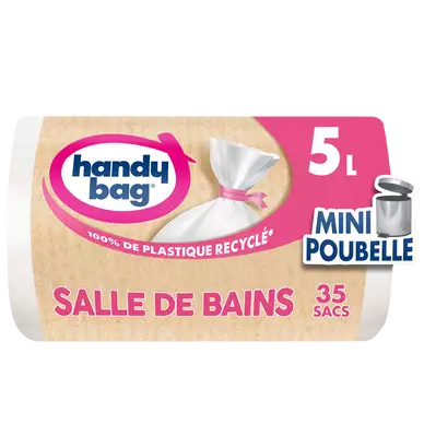 Sacs poubelle à liens salle de bains 80% plastique recyclé HANDY BAG5L x35