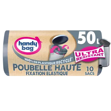 Sacs poubelle haute fixation élastique 50L HANDY BAG x10