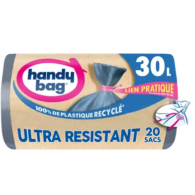 Sac poubelle lien ultra résistant 80% recyclés HANDY BAG 30L x20