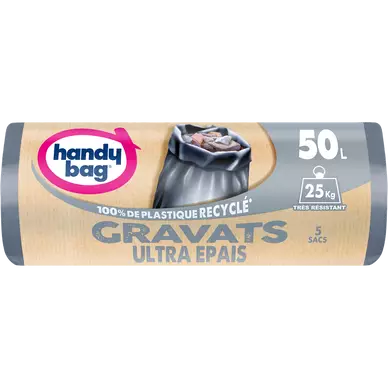 Sacs poubelle gravats 80% plastique recyclés HANDY BAG 50L x5