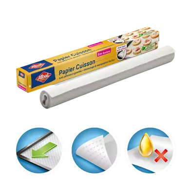 Papier alimentaire cuisson ALBAL, rouleau de 8 mètres