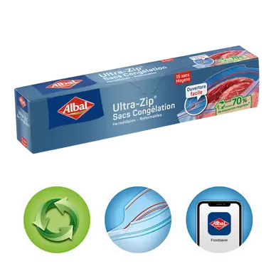 Sacs congélation ultra zip moyens modèles 70% ressource recyclée ALBAL3L x15