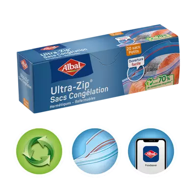 Sacs congélation ultra zip petit modèle 70% ressources recyclées ALBAL1L x20