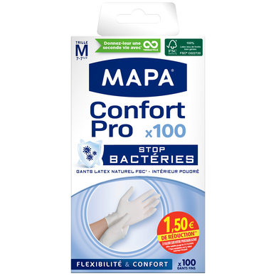 100 Gants fins en latex Solo MAPA Professionnel, taille M
