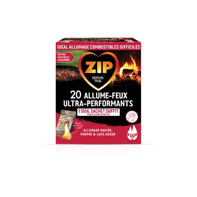 Cube alume-feu ZIP en sachet individuel ultra-puissant x20