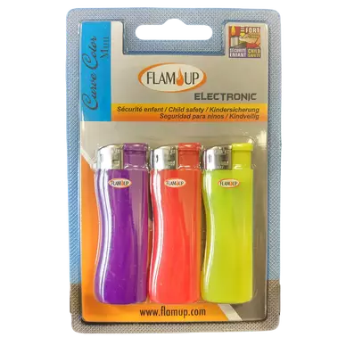 Briquets tronic curve mini color FLAM'UP, x3