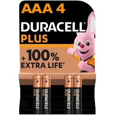 Pile DURACELL, Plus 100%, LR03 AAA, 4 unités