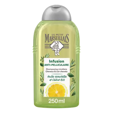Shampooing antipelliculaire cheveux gras infusion & cedrat bio LE PETIT MARSEILLAIS, 250ml