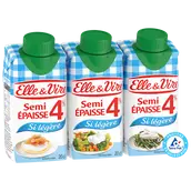 Crème UHT extra-légère semi-épaisse 4% MG ELLE&VIRE - 3 x 20 cl
