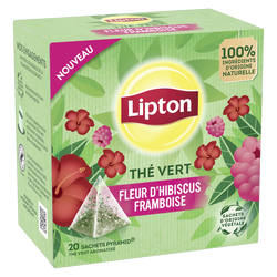 Thé vert fleur d'Hibiscus Framboise LIPTON, x20 sachets - 30g