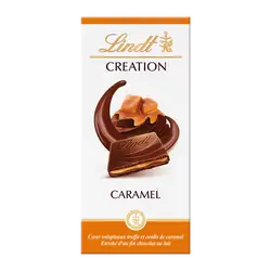 Chocolat Création au lait fourré caramel LINDT, Tablette de 150g