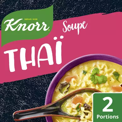 Soupe thaï nouilles champignons pousses de soja déshydratée KNORR2 assiettes 69g 0,70l