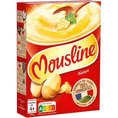 Purée nature MOUSLINE, 4 sachets pour 4 personnes 4x130g 520g