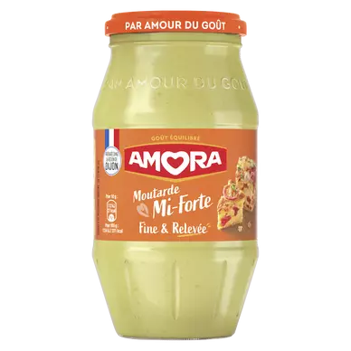 Moutarde mi-forte AMORA, bocal de 415g
