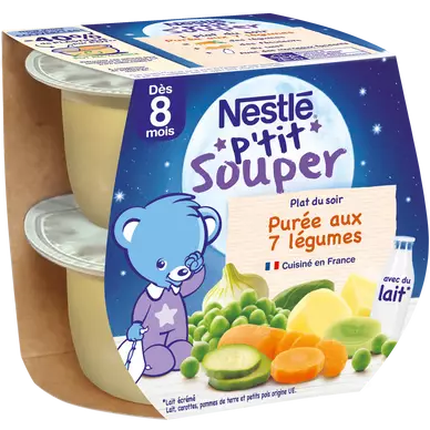 NESTLE P'TIT SOUPER - Purée aux 7 légumes, dès 8 mois - 2x200g