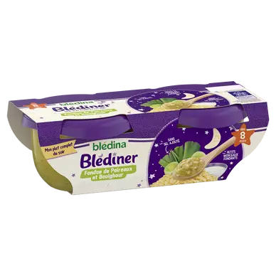 BLEDINA BLEDINER - Fondue de poireaux et Boulghour, dès 8 mois - 2x200g