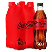 Soda COCA-COLA sans sucres - Pack bouteilles 4x50cl