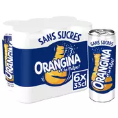 Soda Sans sucres à l'orange ORANGINA - le pack de 6 canettes de 33cl
