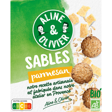 Sablés pour apéririf parmesan bio ALINE & OLIVIER, 90g