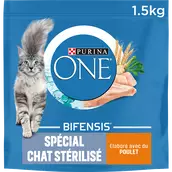 Croquettes pour chat adulte stérilisé Poulet, Blé PURINA ONE - 1,5kg