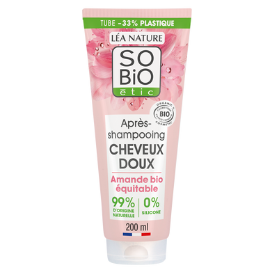 Après-shampooing cheveux doux lait amande/protéines riz SOBIO, 200ml