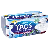 Yaourts à la Grecque Nature sur lit de Myrtilles YAOS - 4 pots de 125g