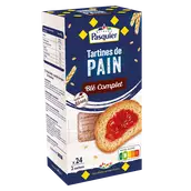 Tartines de pain toasté blé complet PASQUIER x24tr.240g