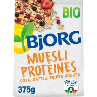 Céréales Muesli protéïnes soja dattes & fruits rouges bio BJORG - 375g