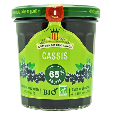 Confiture de cassis bio LES COMTES DE PROVENCE, pot de 350g