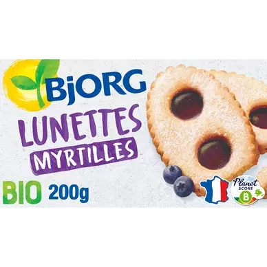 Biscuits Lunettes à la myrtille bio BJORG - Paquet 200g