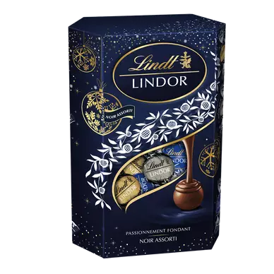 Cornet de boules assortiment chocolat noir 45%,60%,70% LINDT LINDOR -337g
