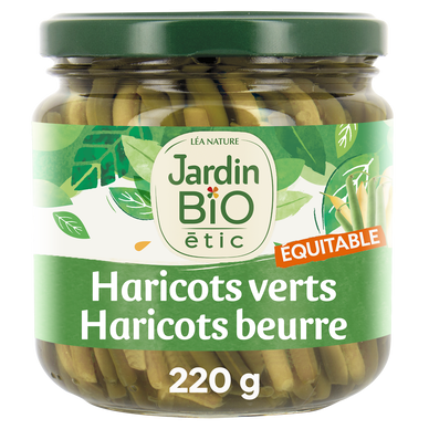 Duo haricots verts et beurre extra fin JARDIN BIO - Bocal 220g