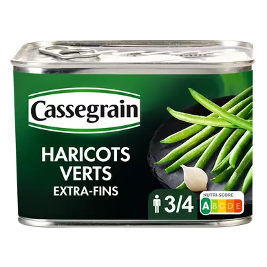 Haricots verts extra fins CASSEGRAIN - Boîte de 390g net égoutté