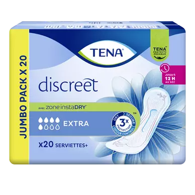 Serviettes incontinence discreet extra jumbo TENA LADY, x20