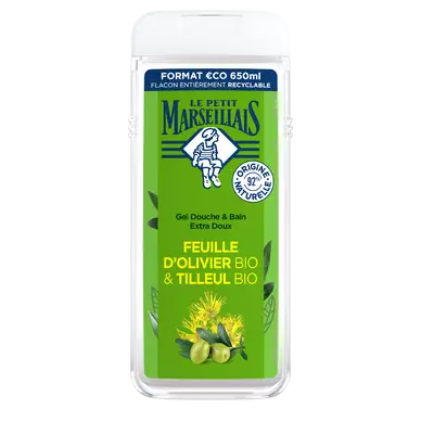 Gel Douche extra doux feuille olivier tilleul LE PETIT MARSEILLAIS flacon650ml
