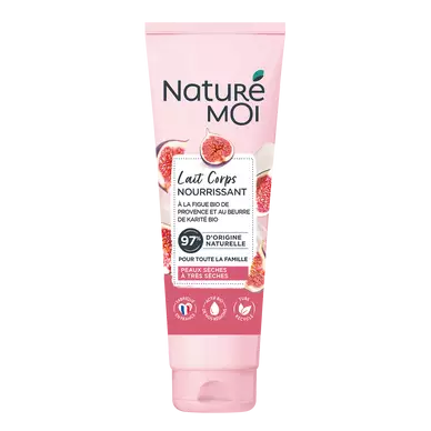 Lait corps nourrissant extrait de figue de Provence&beurre de karité peaux sèches à très sèches NATURE MOI, tube de 250ml