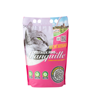 Litière Cristaux Fins Charbon actif sac recyclable TRANQUILLE 3,7L