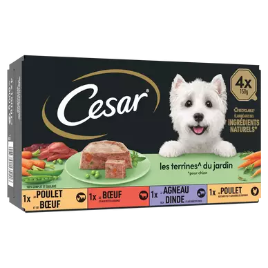 Barquettes chien Les terrines du jardin CESAR - 4x150g