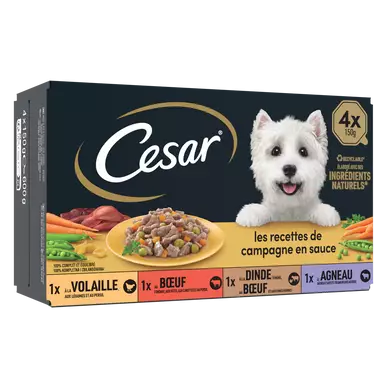 Barquettes chien Les recettes de campagne en sauce CESAR - 4x150g