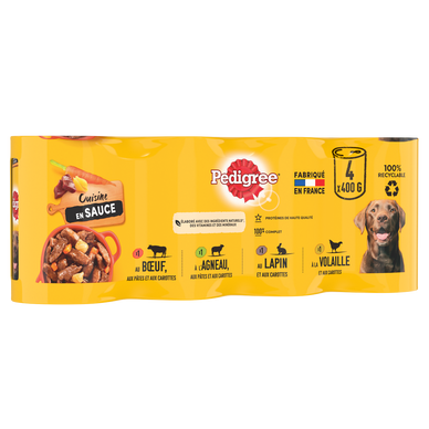 Boîtes chien Les cuisinés en sauce PEDIGREE - 4x400g
