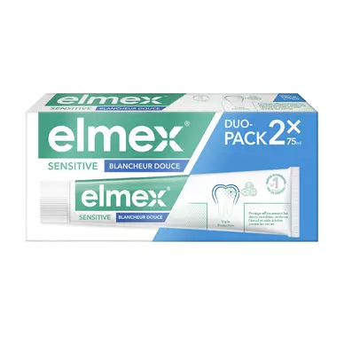 Dentifrice sensitive blancheur douce 0 colorant ELMEX bipack 2x75ml