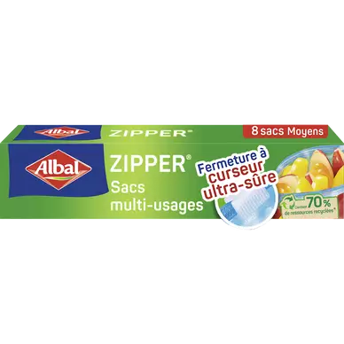 Sacs zipper moyen modèle 70% resources recyclées ALBAL 3L x8